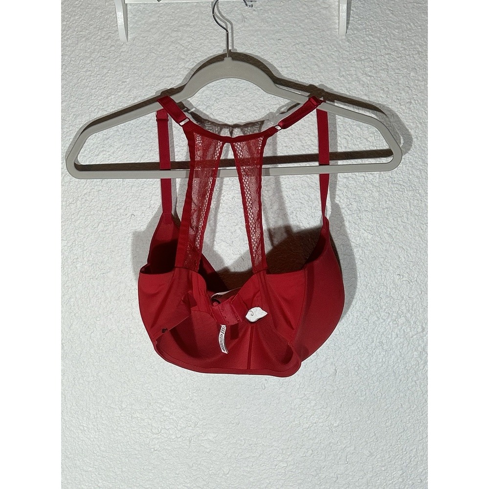 Victorias Secret Red Lace T-shirt Wireless 36DDD Lightly Lined Bra - Picture 3 of 9